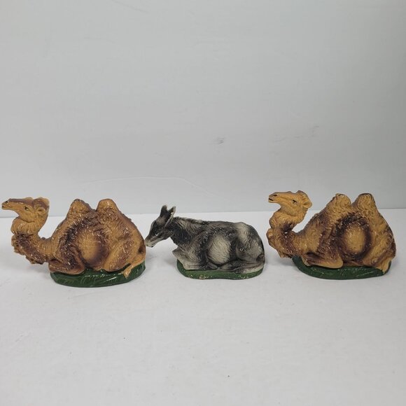 Vintage Italy Chalkware Nativity Set 1950's Replacement Figures Painted Set of 3 - Picture 2 of 10